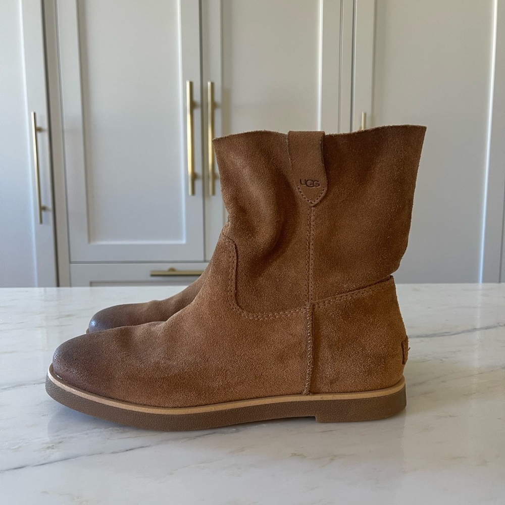 UGG Slouch Short Boots Booties, Sold Out!, Chestnut Suede Leather, Like New - Picture 2 of 15